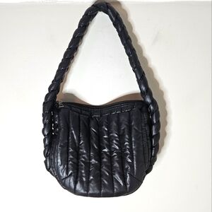 Think Royln Small Kelsie Quilted Nylon Hobo Black Bag Purse